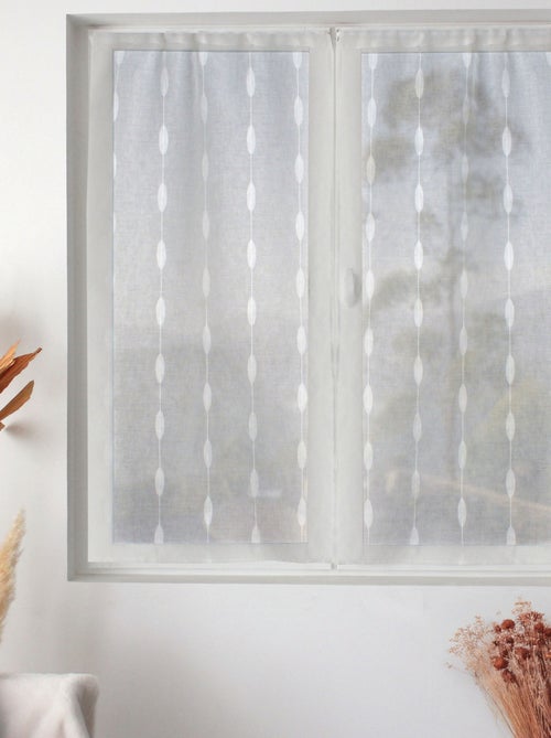 Par de visillos pequeños de jacquard con diseño ovalado - Kiabi