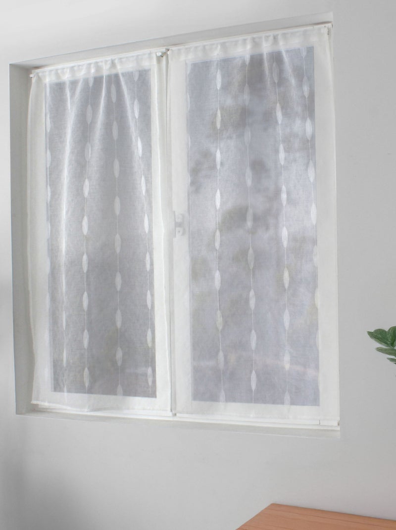 Par de visillos pequeños de jacquard con diseño ovalado Blanco - Kiabi
