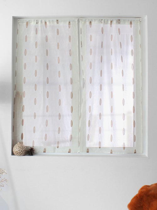 Par de visillos pequeños de jacquard con diseño ovalado - Kiabi