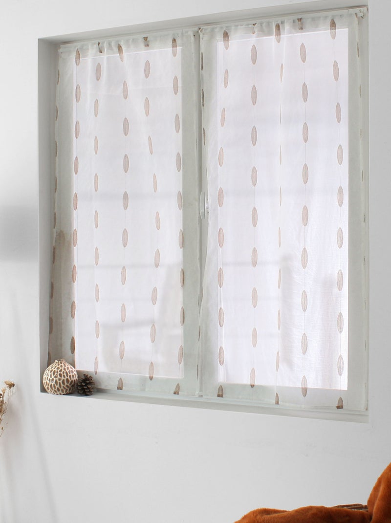 Par de visillos pequeños de jacquard con diseño ovalado Madera natural - Kiabi