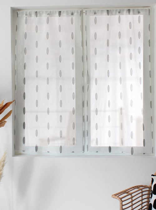 Par de visillos pequeños de jacquard con diseño ovalado - Kiabi