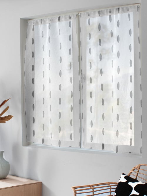 Par de visillos pequeños de jacquard con diseño ovalado - Kiabi