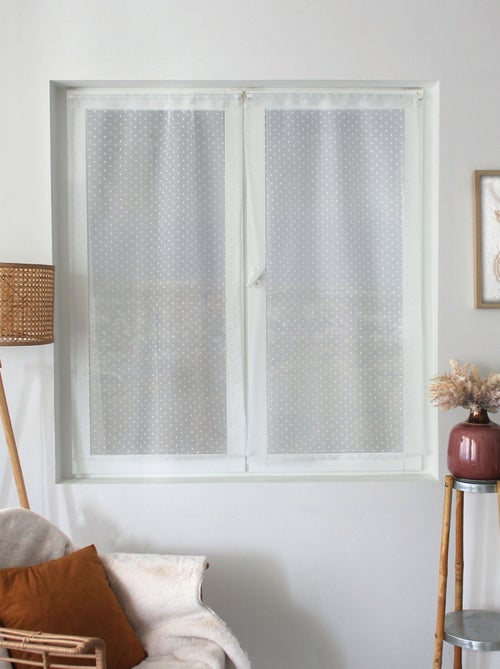 Par de visillos pequeños de organza con bordado plumeti - Kiabi