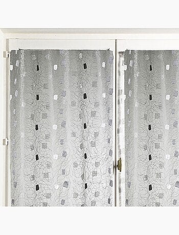Par de visillos rectos Jacquard bordado Cuadrados