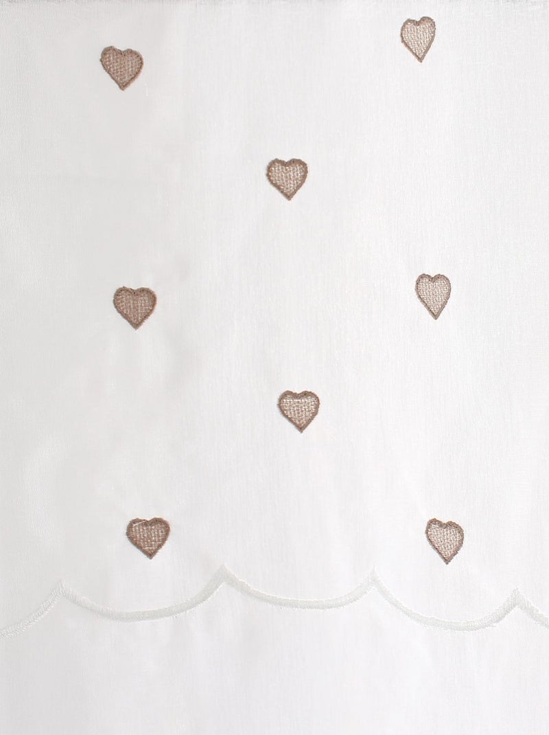 Par de visillos rectos pequeños con corazones en la parte superior Beige - Kiabi