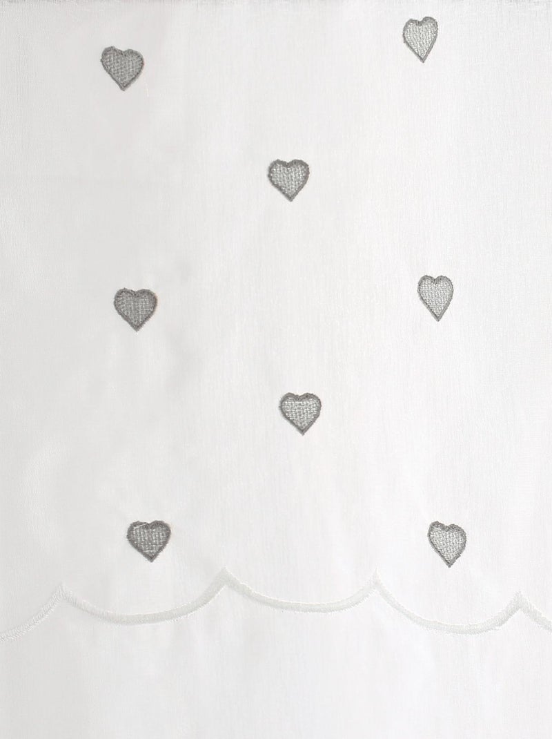Par de visillos rectos pequeños con corazones en la parte superior Gris claro - Kiabi