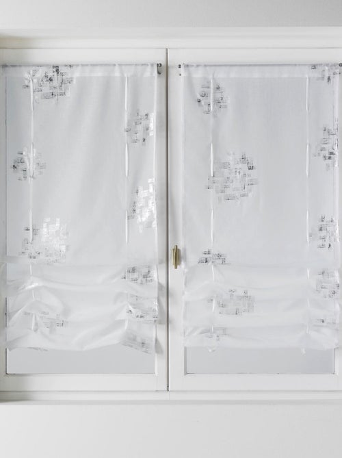 Par de visillos regulables estameña estampada - Kiabi