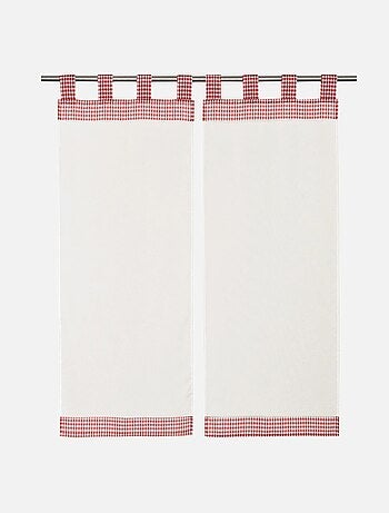 Par de visillos vichy rojos y blancos
