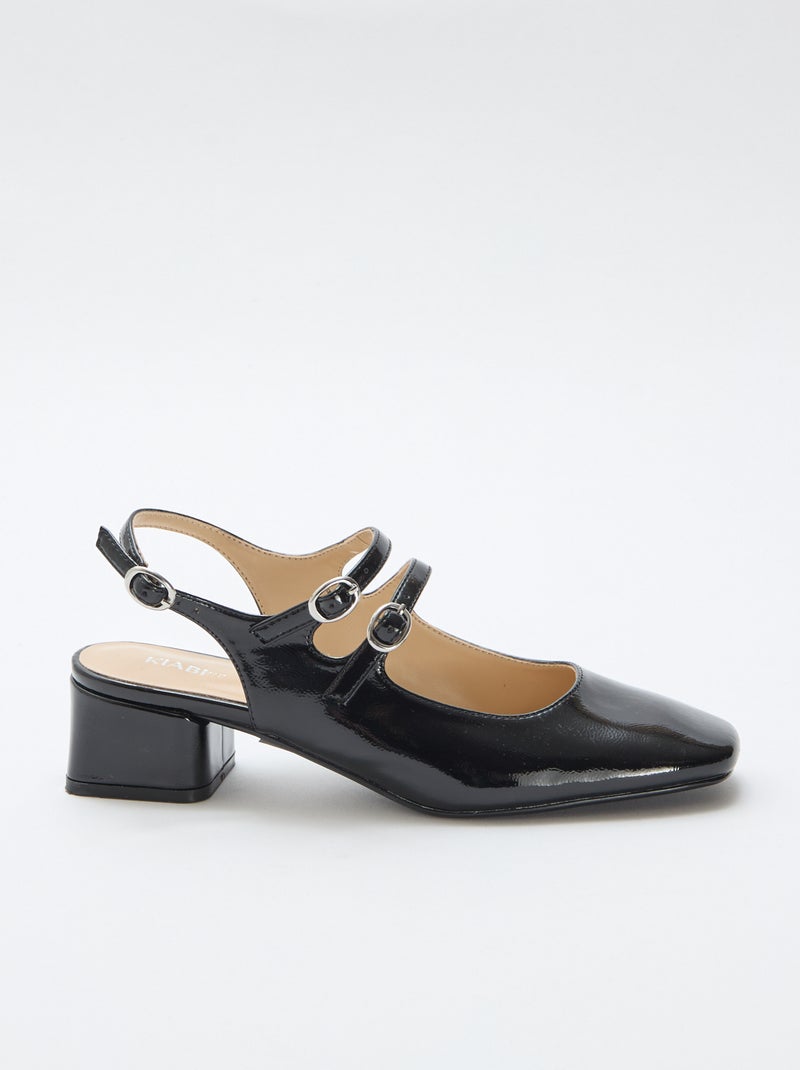 Par de zapatos de salón charol brillante liso Negro - Kiabi