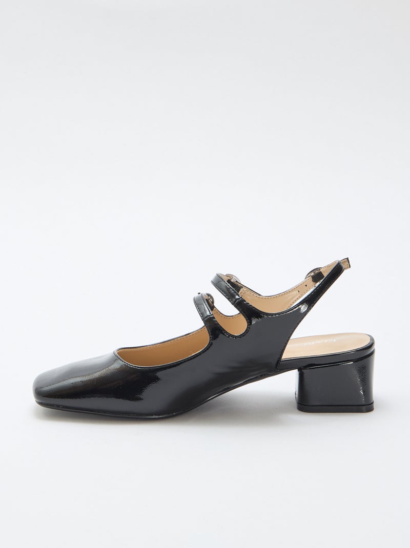 Par de zapatos de salón charol brillante liso Negro - Kiabi