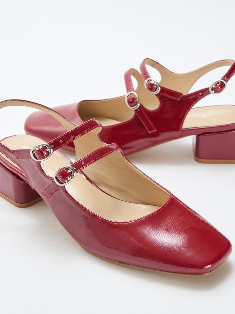 Par de zapatos de salón charol brillante liso Rojo - Kiabi