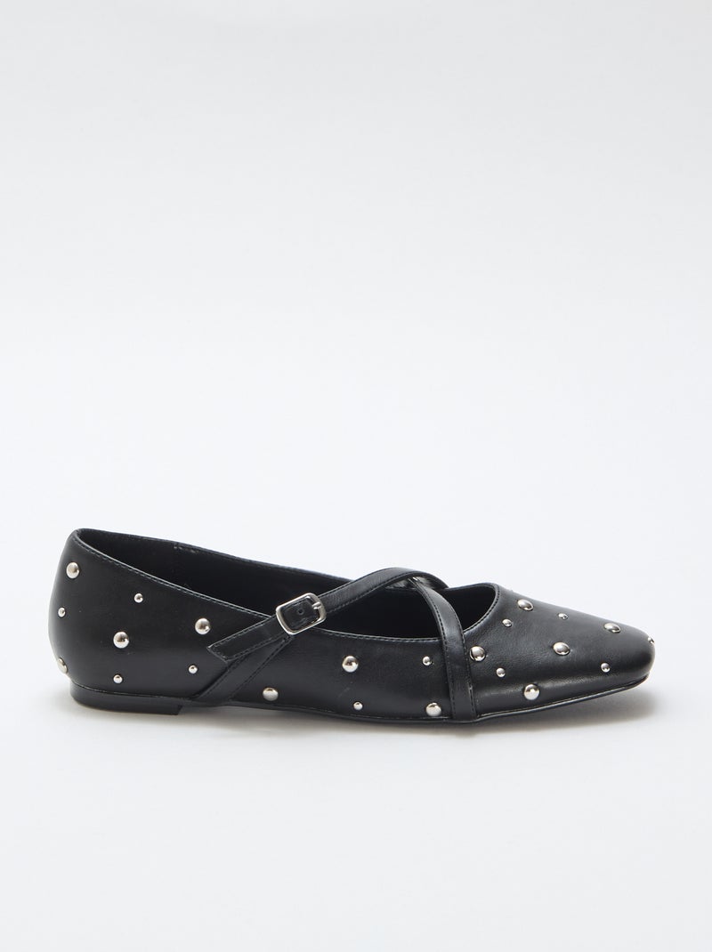 Par de zapatos de salón en charol con tachuelas plateadas Negro - Kiabi