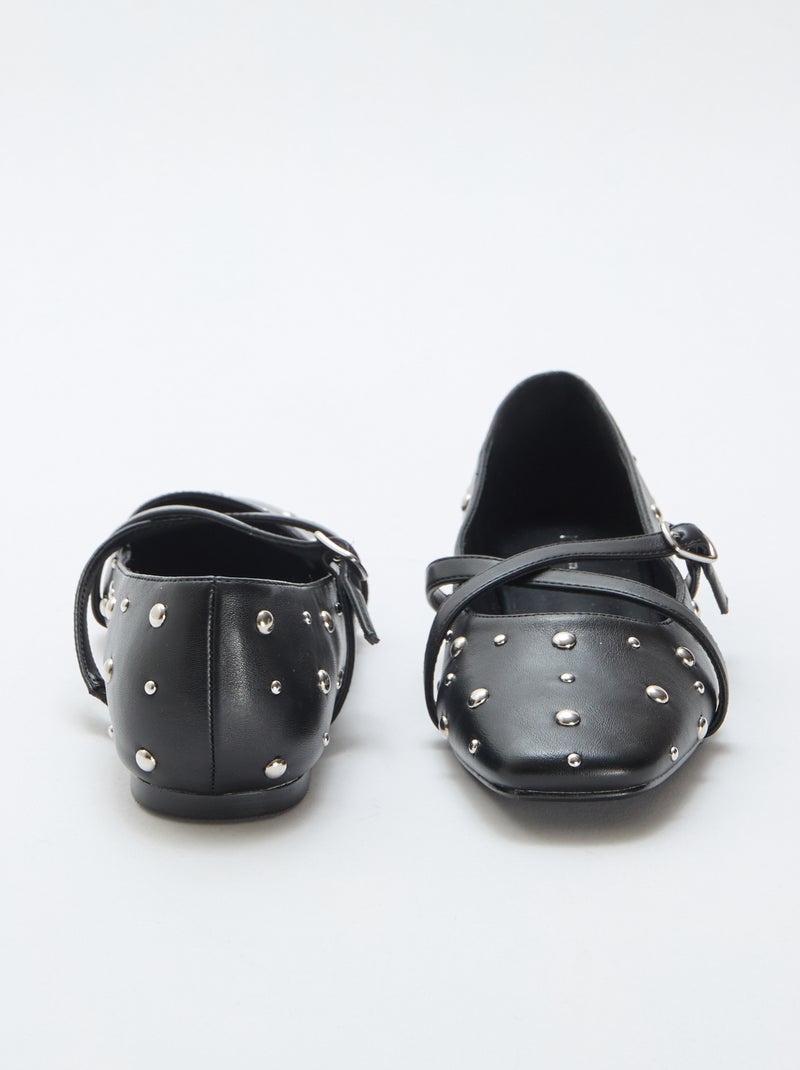 Par de zapatos de salón en charol con tachuelas plateadas Negro - Kiabi