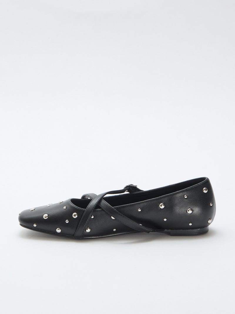 Par de zapatos de salón en charol con tachuelas plateadas Negro - Kiabi