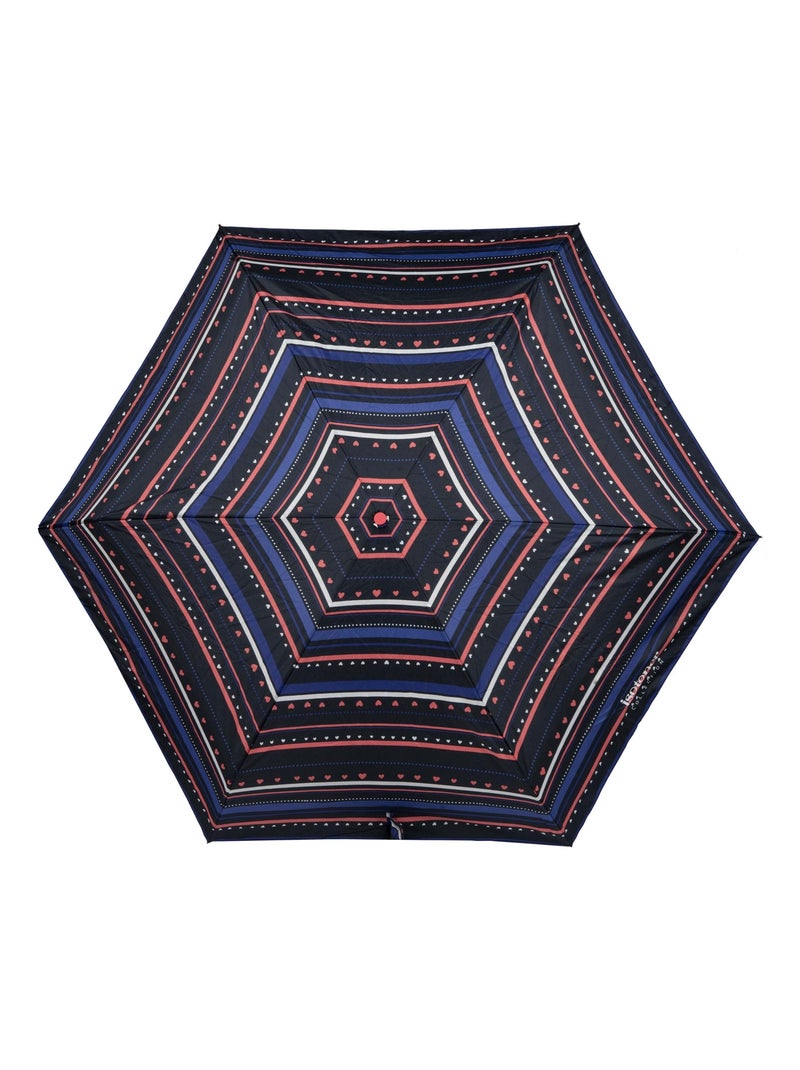Paraguas  compacto (16,5 cm), resistente, repelente al agua, con apertura manual mujer isotoner Negro Rosa Blanco - Kiabi