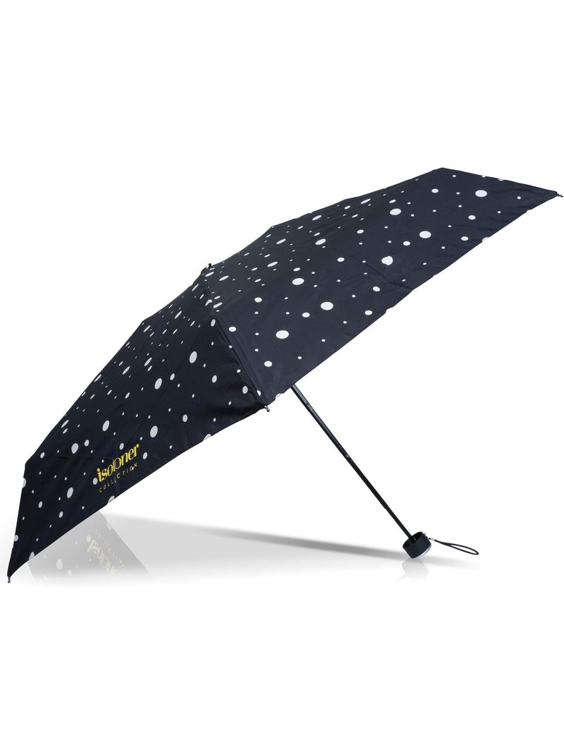 Paraguas  compacto, de 16,5 cm, resistente, repelente al agua, con apertura mujer isotoner Negro Amarillo - Kiabi