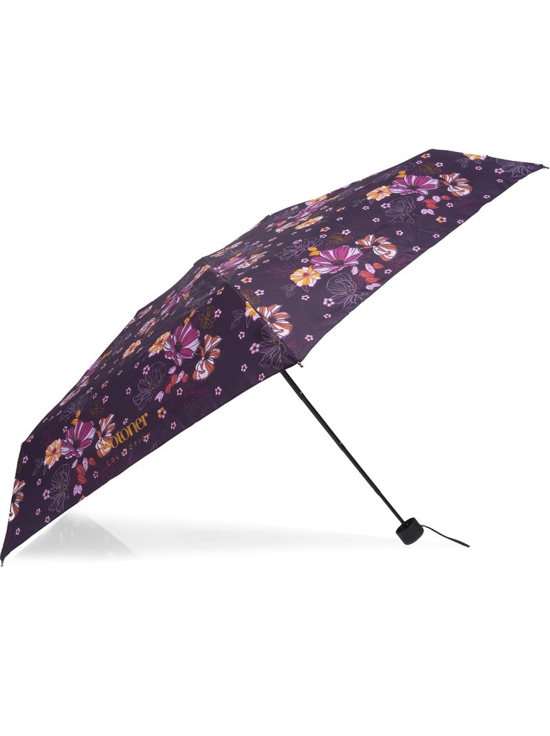 Paraguas  compacto, sólido, ultra repelente al agua, apertura manual mujer Violeta ciruela - Kiabi