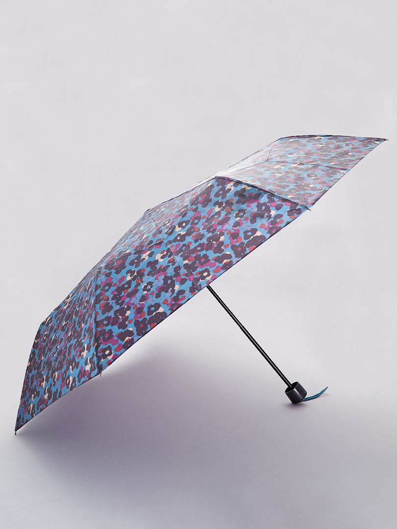 Paraguas plegable azul marino leopardo - Kiabi