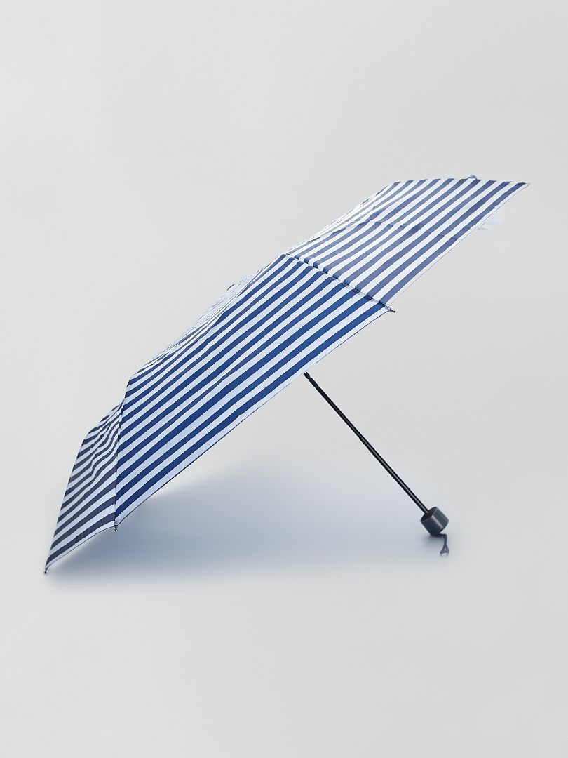 Paraguas plegable azul marino rayas - Kiabi
