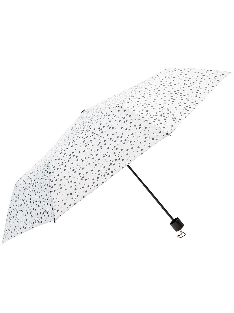 Paraguas plegable blanco con estampado de 'lunares' negro - Kiabi