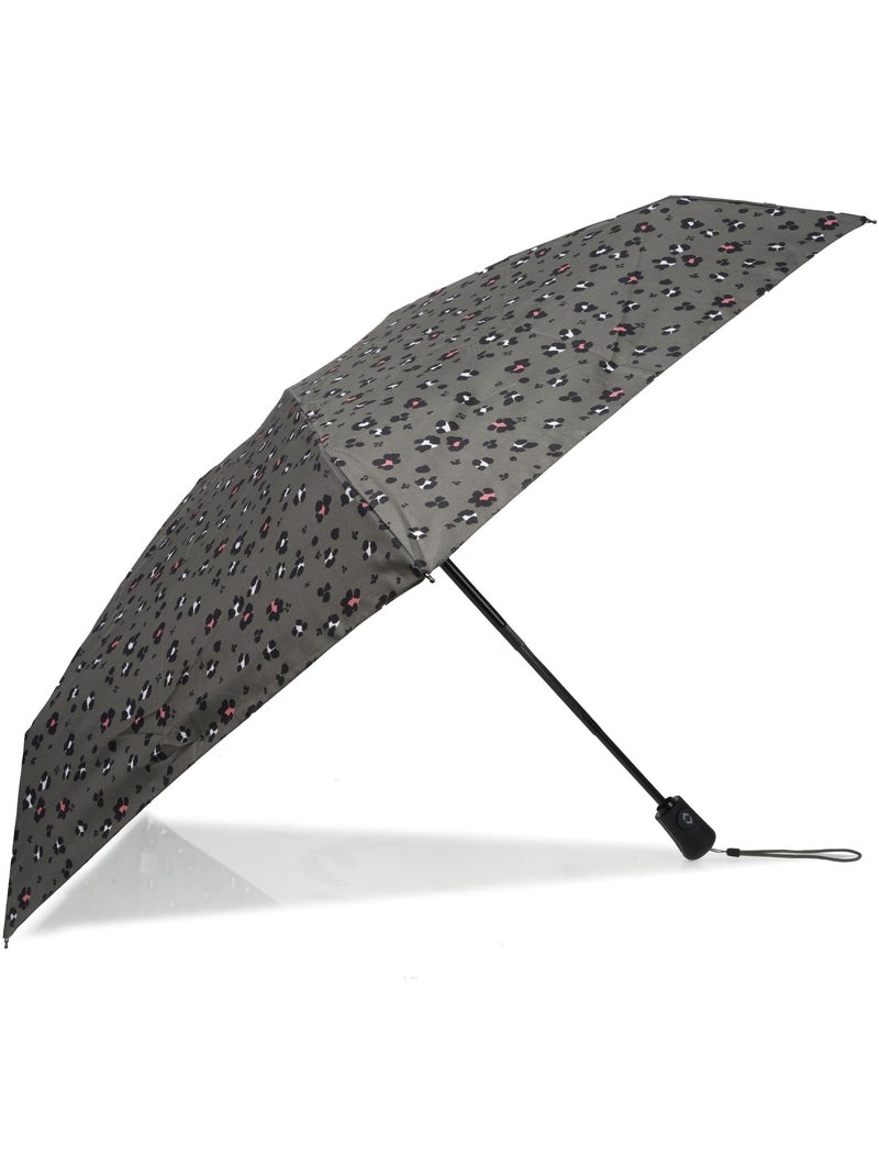 Paraguas  resistente, repelente al agua, amplia cobertura de 98 cm, mínimo 21 cm mujer isotoner Negro Caqui Blanco - Kiabi