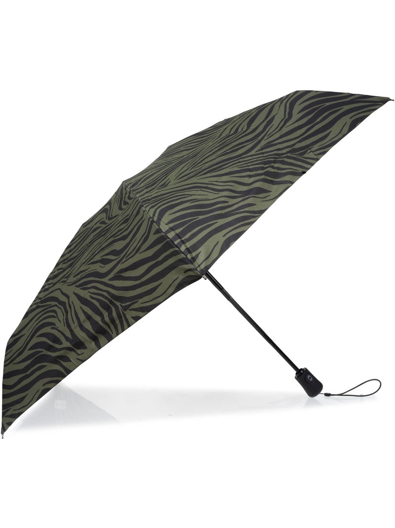 Paraguas  resistente, repelente al agua, amplia cobertura de 98 cm, mínimo 21 cm mujer isotoner Negro Caqui - Kiabi