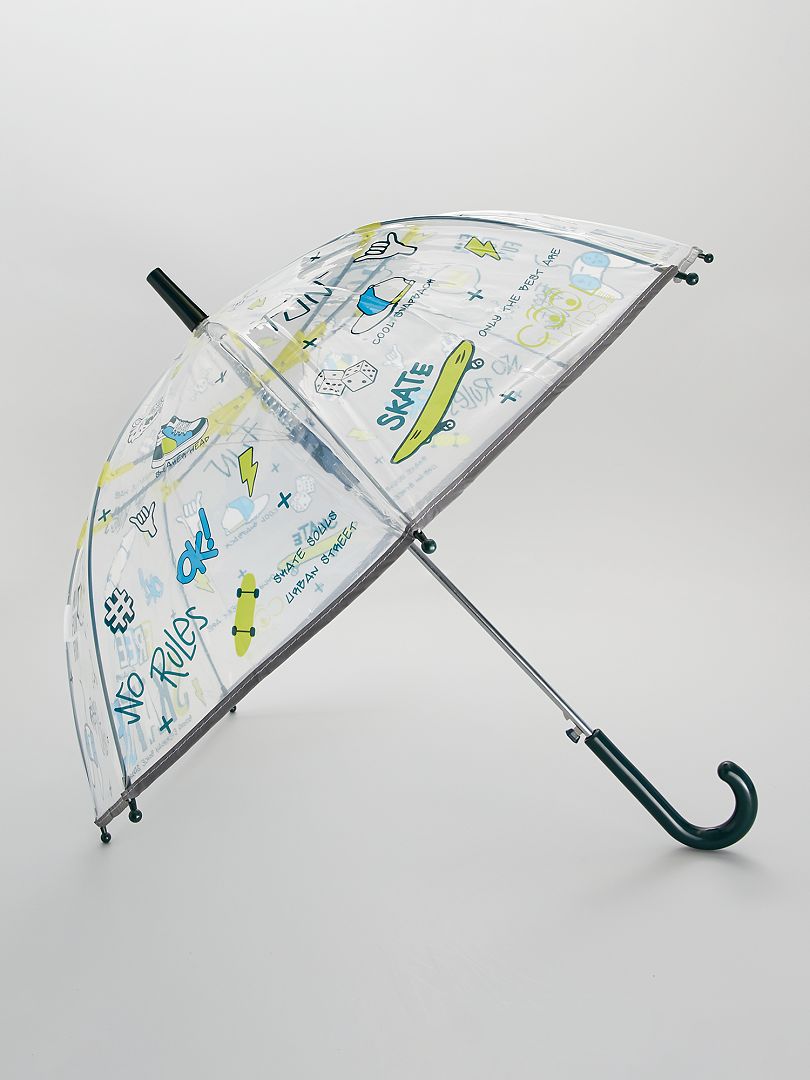 Paraguas transparente con estampado 'skate' verde - Kiabi