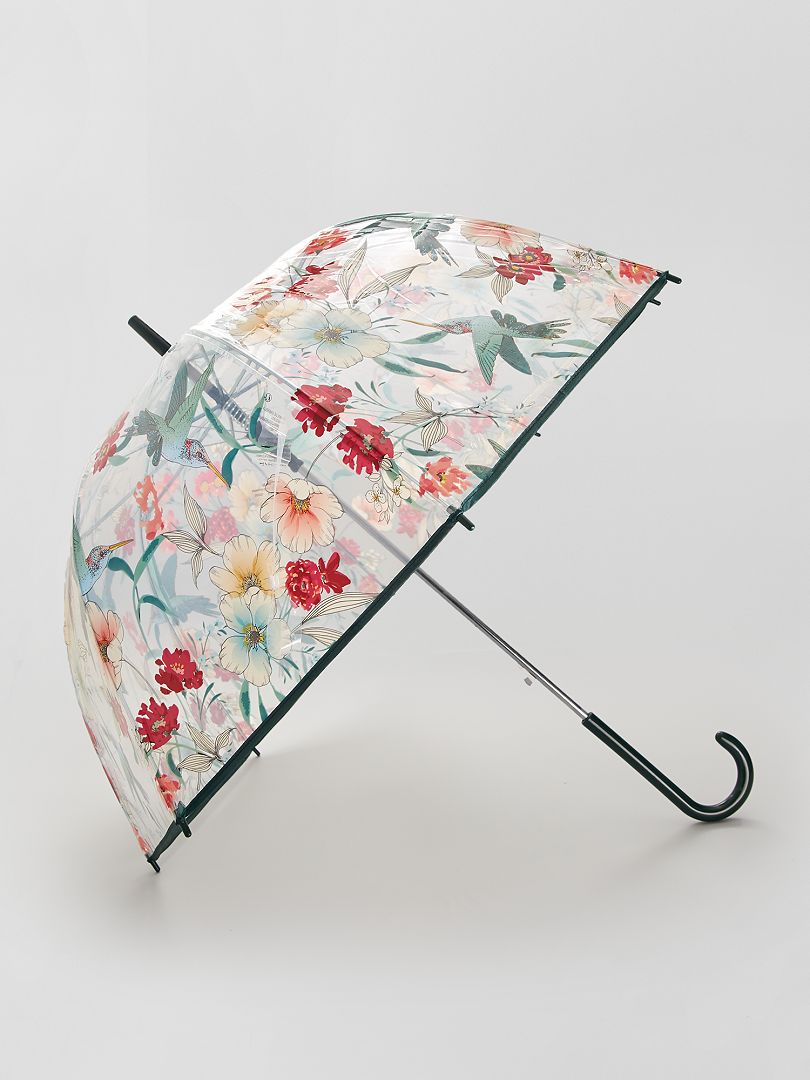 Paraguas transparente estampado estampado flores - Kiabi