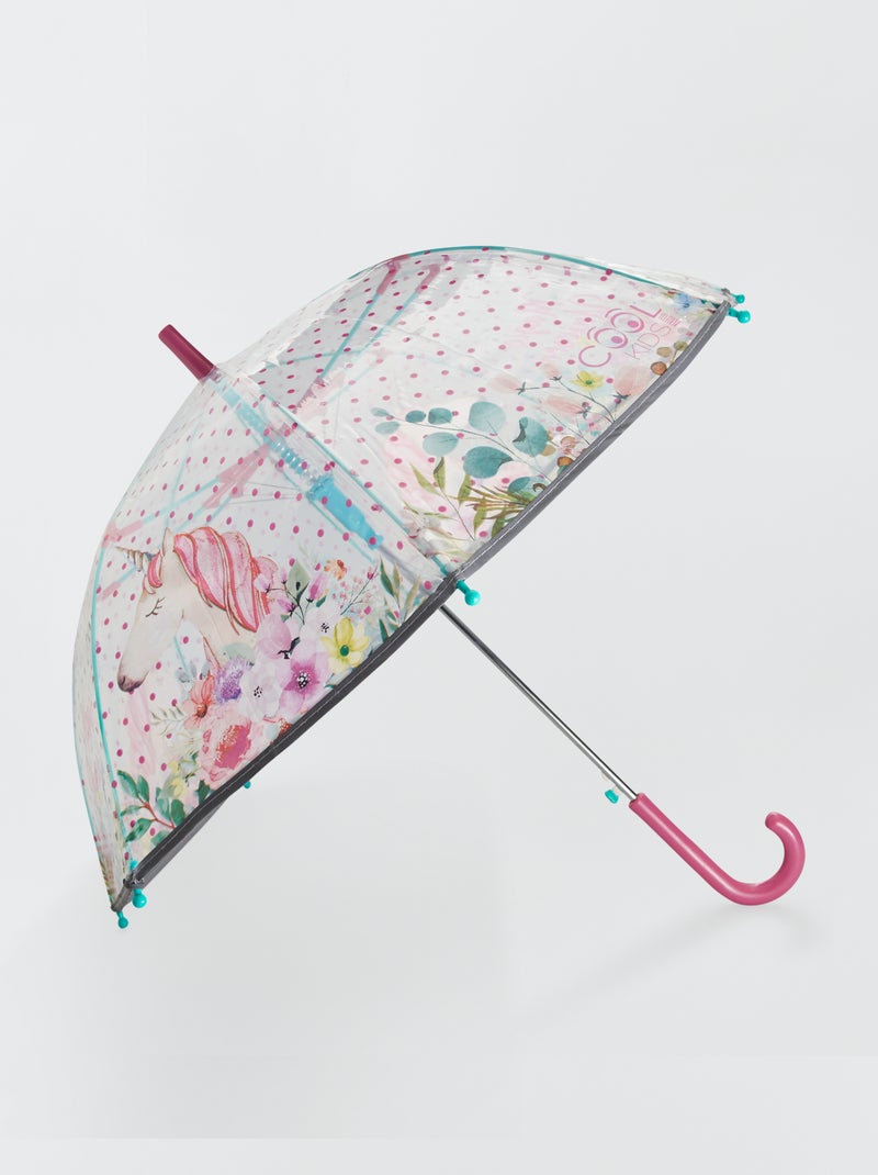 Paraguas transparente 'Unicornio' ROSA - Kiabi