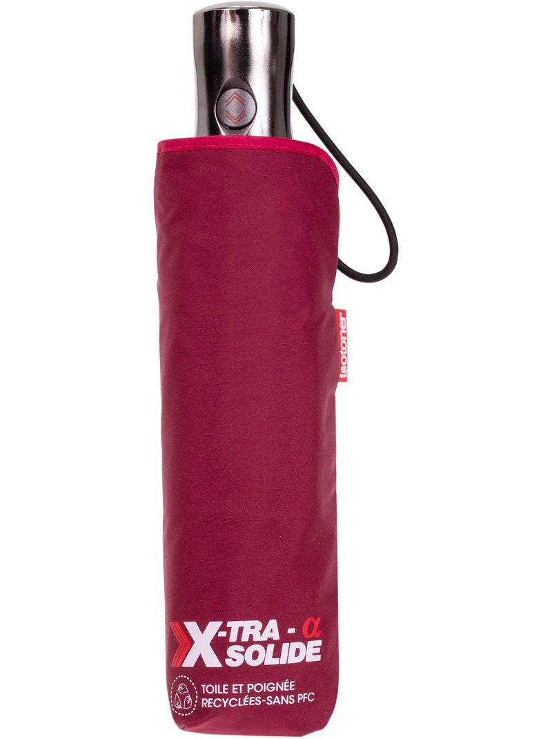 Paraguas  xtra solide antideslizante, 28 cm, repelente al agua, apertura/cierre mujer isotoner Rojo burdeos - Kiabi