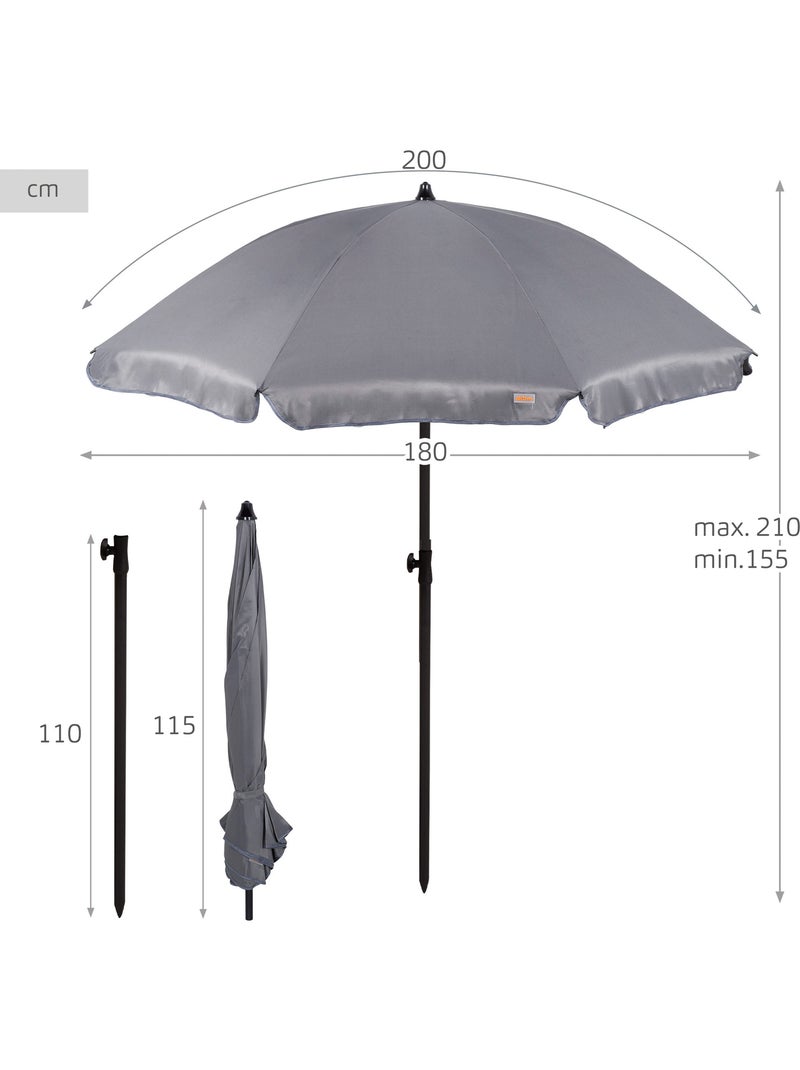 Parasol 200 cm con funda aktive Gris - Kiabi