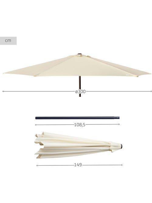 Parasol hexagonal 300 cm mástil aluminio Aktive Garden - Kiabi