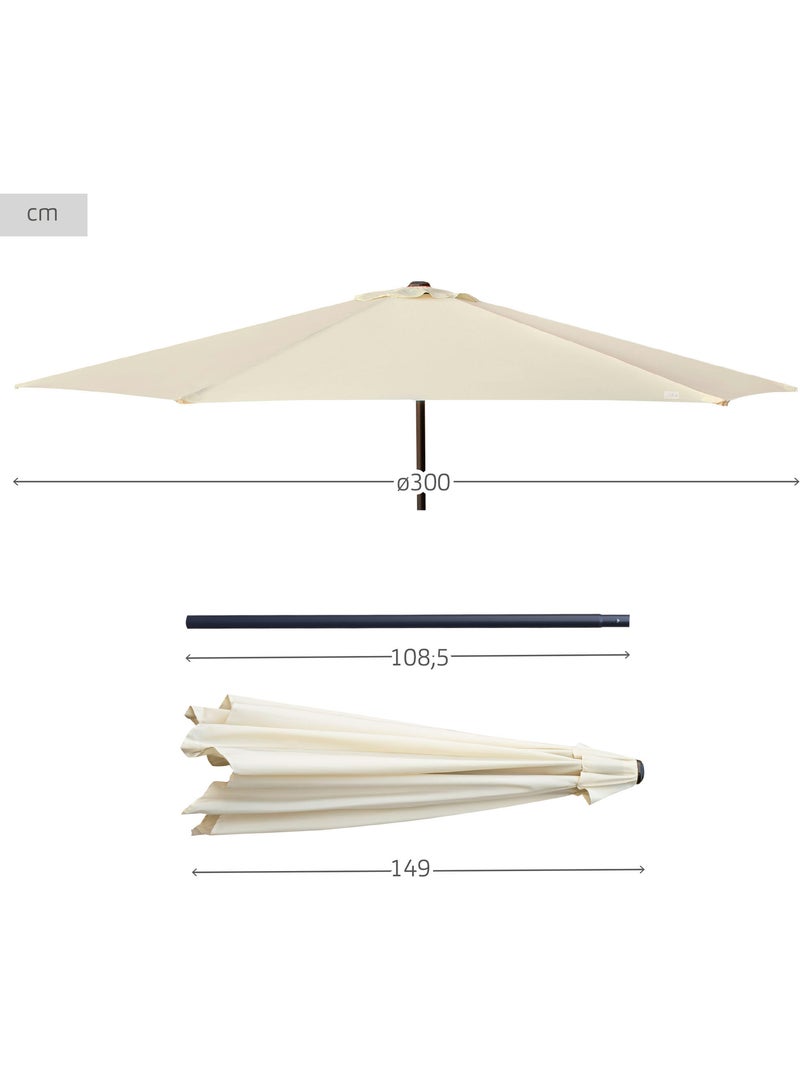Parasol hexagonal 300 cm mástil aluminio Aktive Garden Crema - Kiabi
