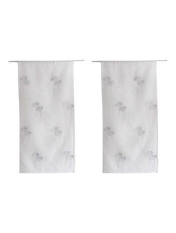 Pareja de visillos bordados con flores