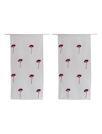 Pareja de visillos bordados con flores