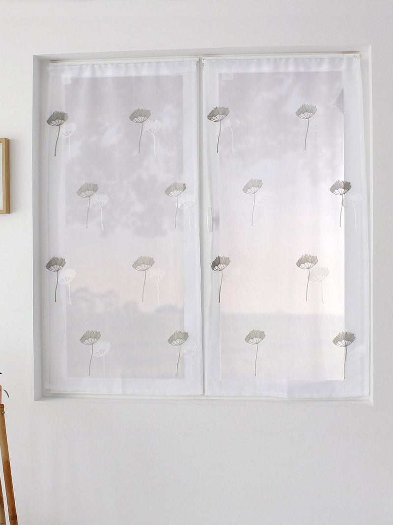 Pareja de visillos bordados con flores Gris oscuro - Kiabi