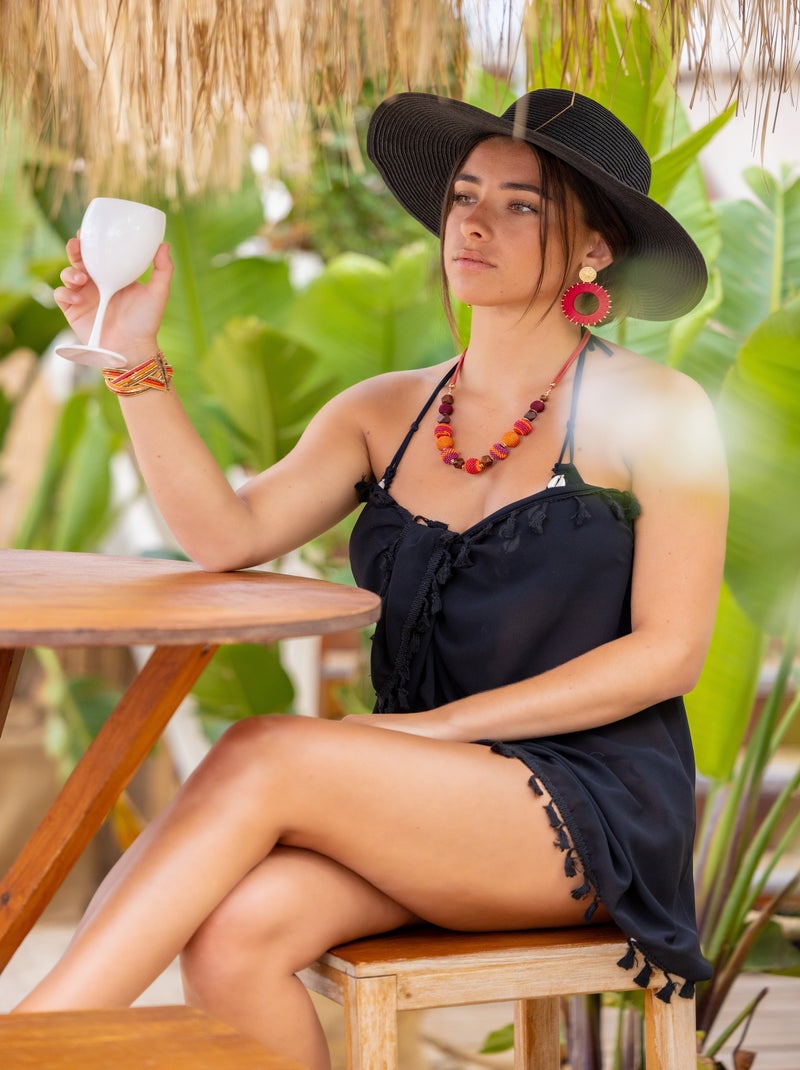 Pareo de playa FLECOS Negro - Kiabi