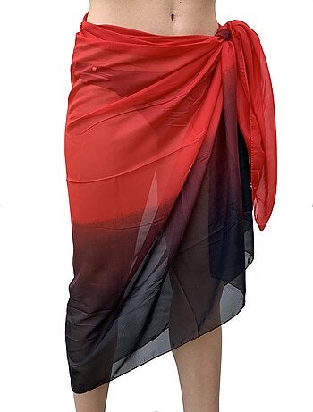 Pareo de Seda Rojo Negro Marina