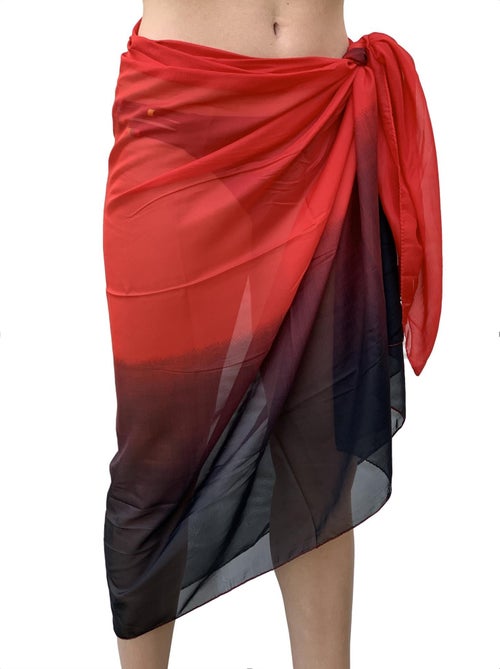 Pareo de Seda Rojo Negro Marina - Kiabi Pareo de Seda Rojo Negro Marina - Kiabi