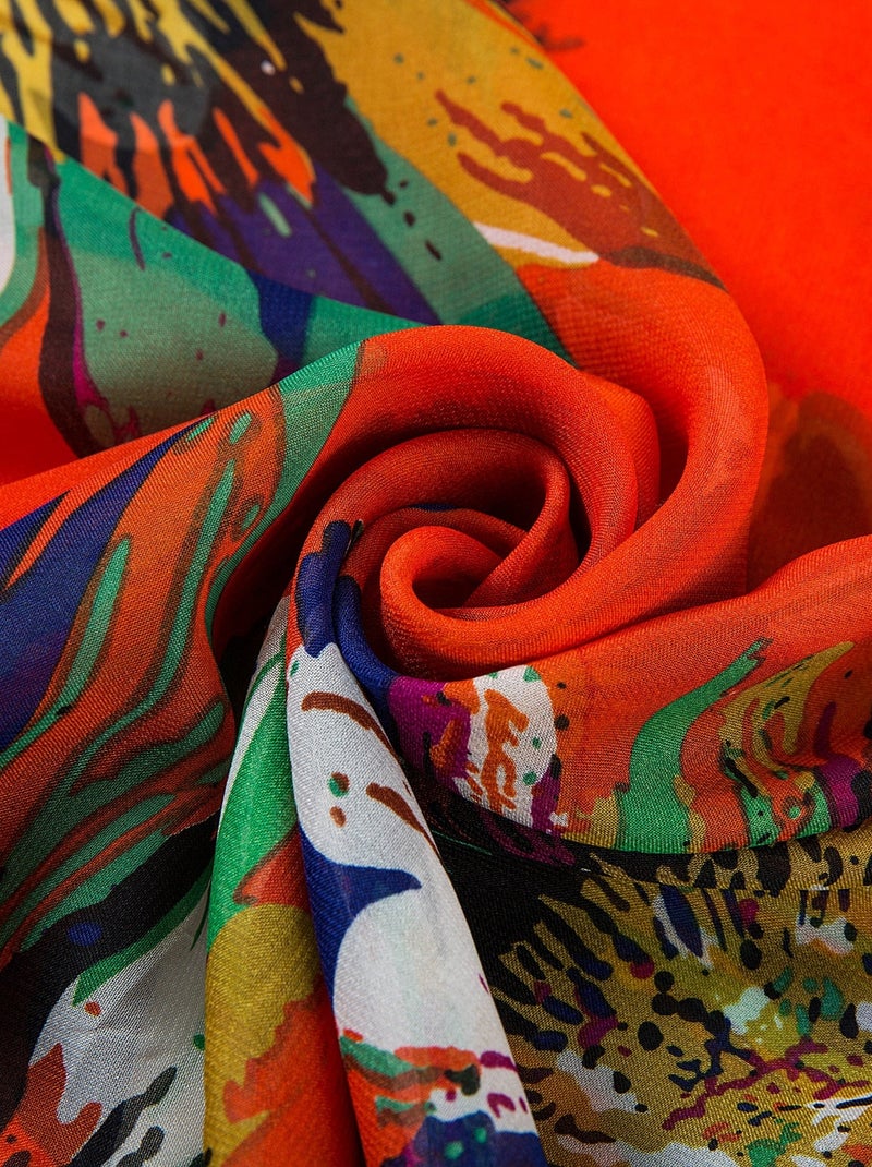 Pareos de Seda Flora Naranja Marina Naranja - Kiabi