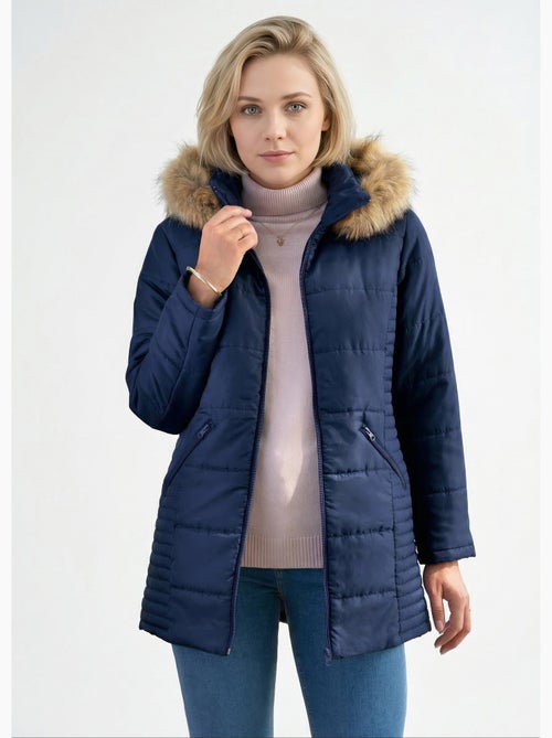 Parka acolchada con capucha de piel - AFIBEL - Kiabi