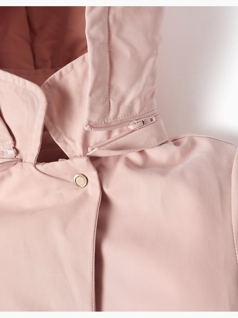 Parka acolchada con capucha desmontable y bolsillos Rosa claro - Kiabi