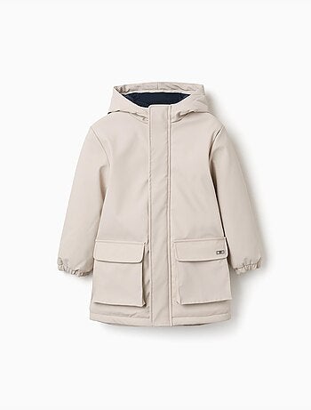 Parka acolchada con capucha y bolsillos delanteros