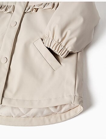 Parka acolchada con capucha y volantes