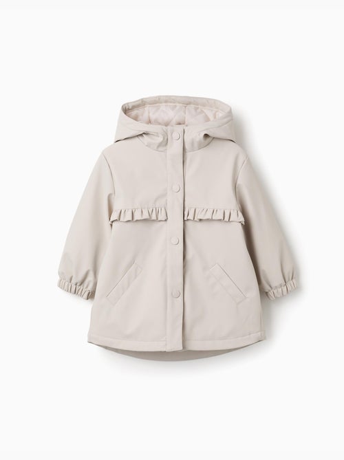 Parka acolchada con capucha y volantes - Kiabi
