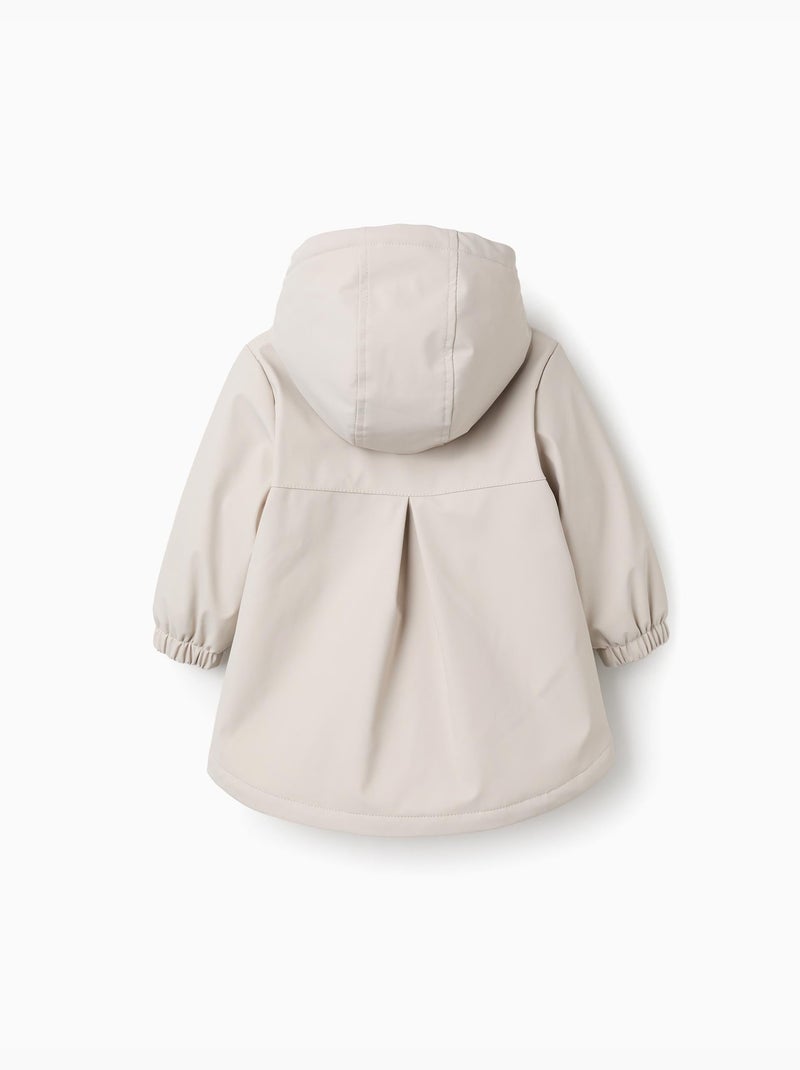 Parka acolchada con capucha y volantes Gris claro - Kiabi