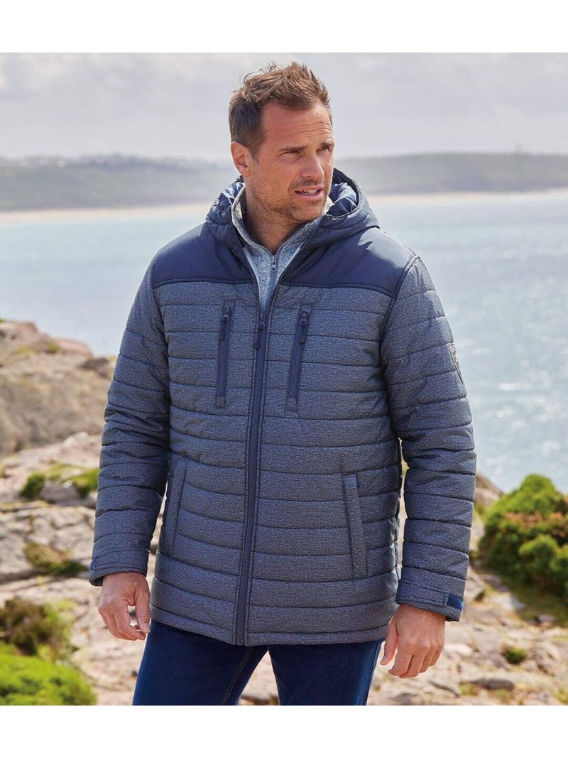 Parka acolchada de tafetán con capucha rocheuses Azul marino - Kiabi