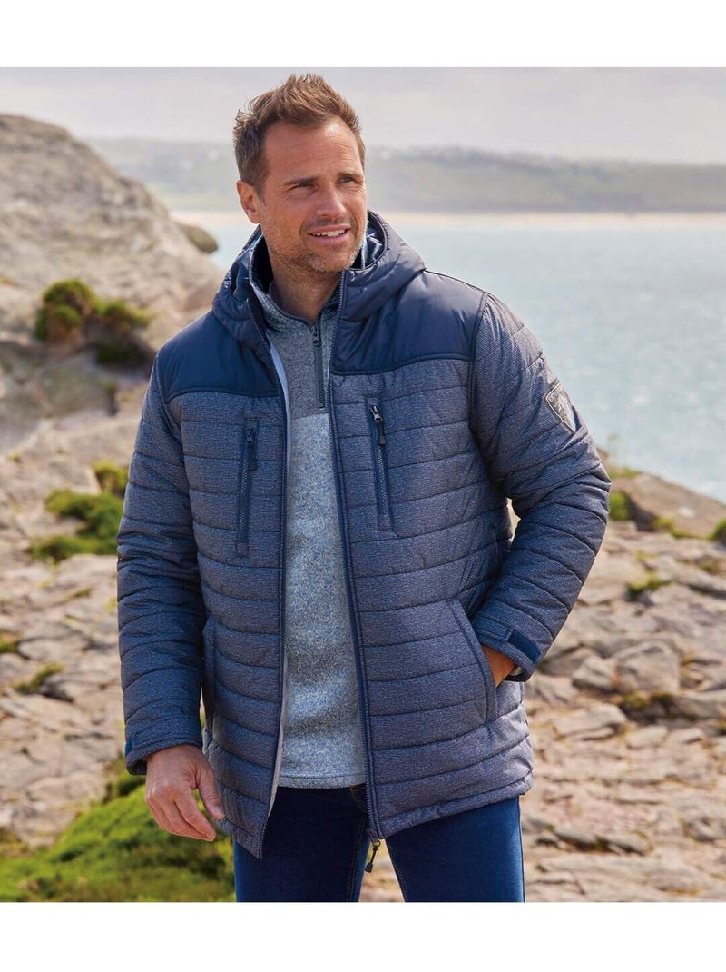 Parka acolchada de tafetán con capucha rocheuses Azul marino - Kiabi