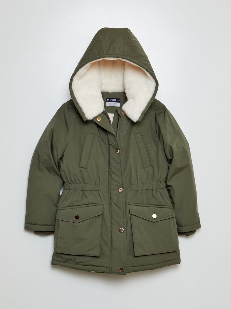 Parka con capucha completamente forrada VERDE - Kiabi