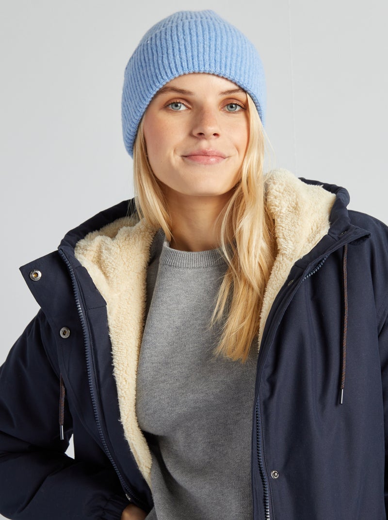 Parka con capucha de borreguito AZUL - Kiabi